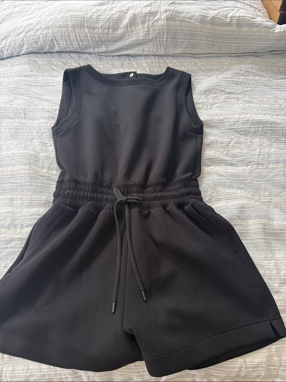 Abercrombie & Fitch Black Sleeveless Drawstring Romper